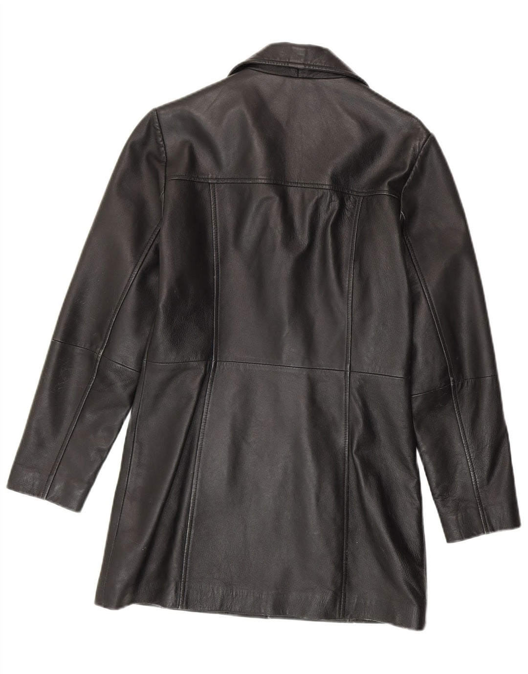 manteau en cuir femme vintage UK 14 Cuir noir moyen