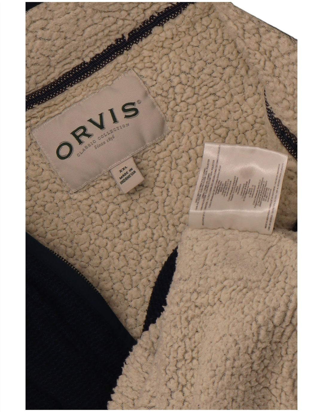 Orvis Sweat-shirt Sherpa à col zippé pour homme 2XL Bleu marine Polyester