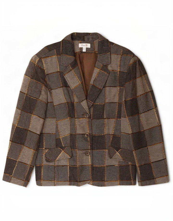 Oscar B Veste blazer 3 boutons pour femme UK 20 2XL Gris Patchwork Polyester