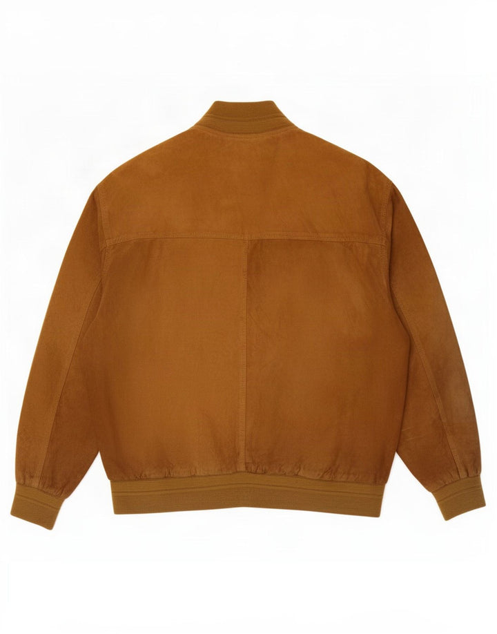 Veste Bomber En Daim Vintage Homme IT 52 XL Cuir Beige