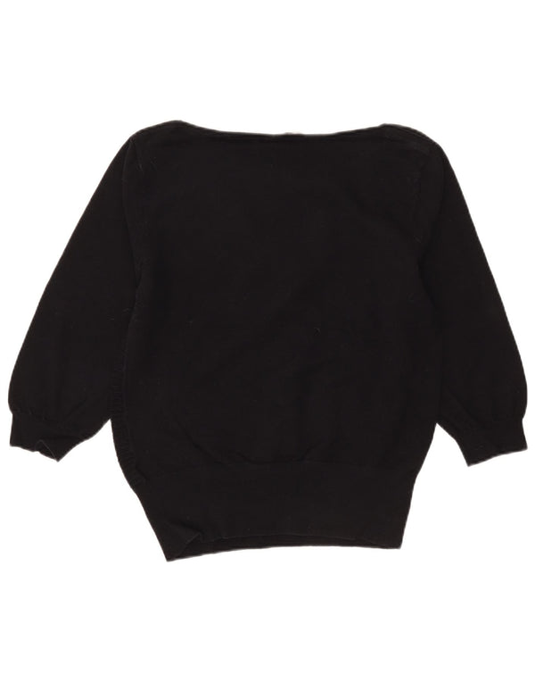 Oasis Pull à manches 3/4 et col bateau pour femme UK 14 Large Noir Rayé