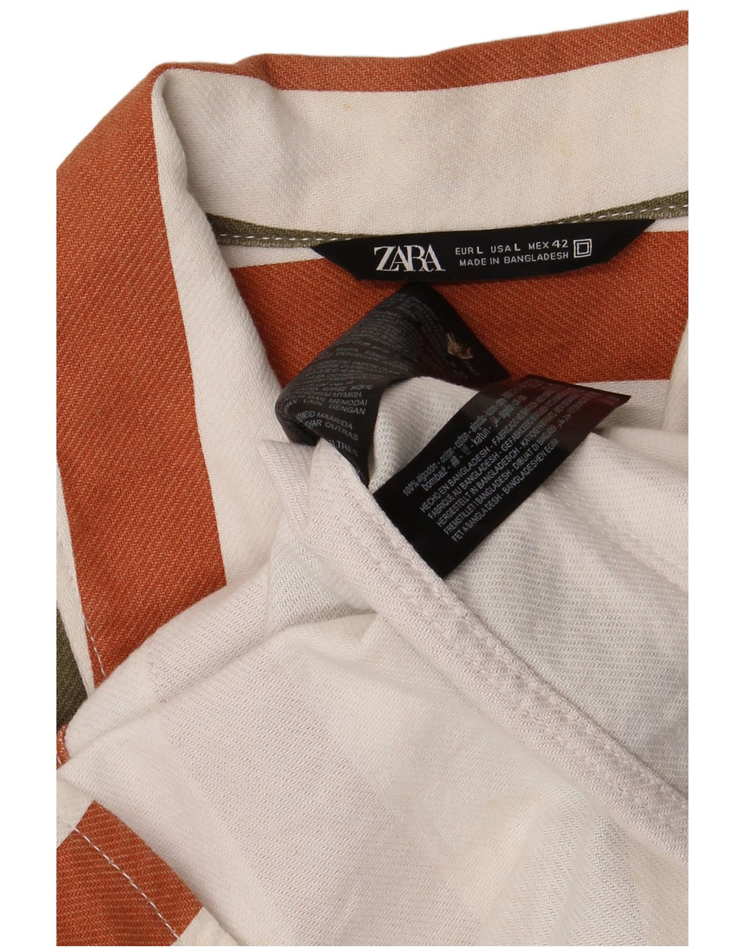Zara Homme Surchemise Chemise Large Multicolore Rayé Coton