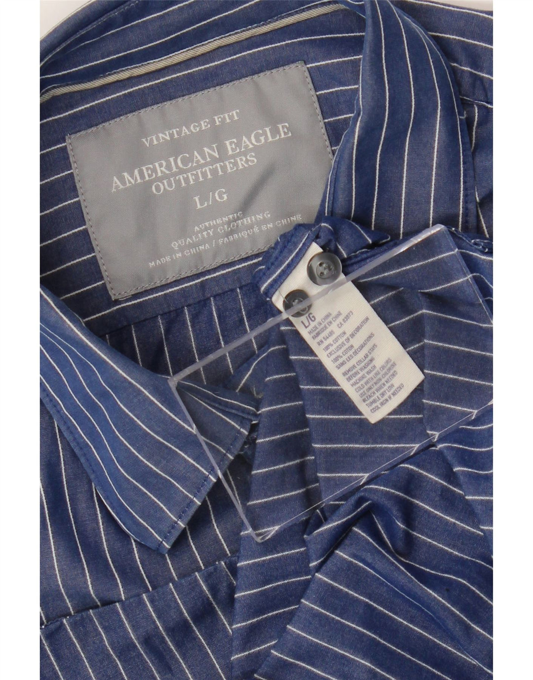 American Eagle Outfitters Chemise vintage pour homme à fines rayures bleues