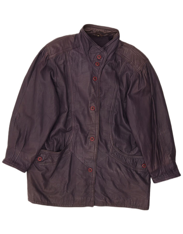 VINTAGE Manteau en cuir femme EU 48 2XL Cuir violet