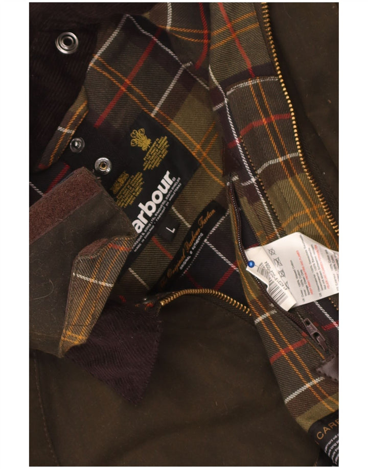 Barbour Veste à capuche en coton ciré pour garçon 7-8 ans Grand Kaki