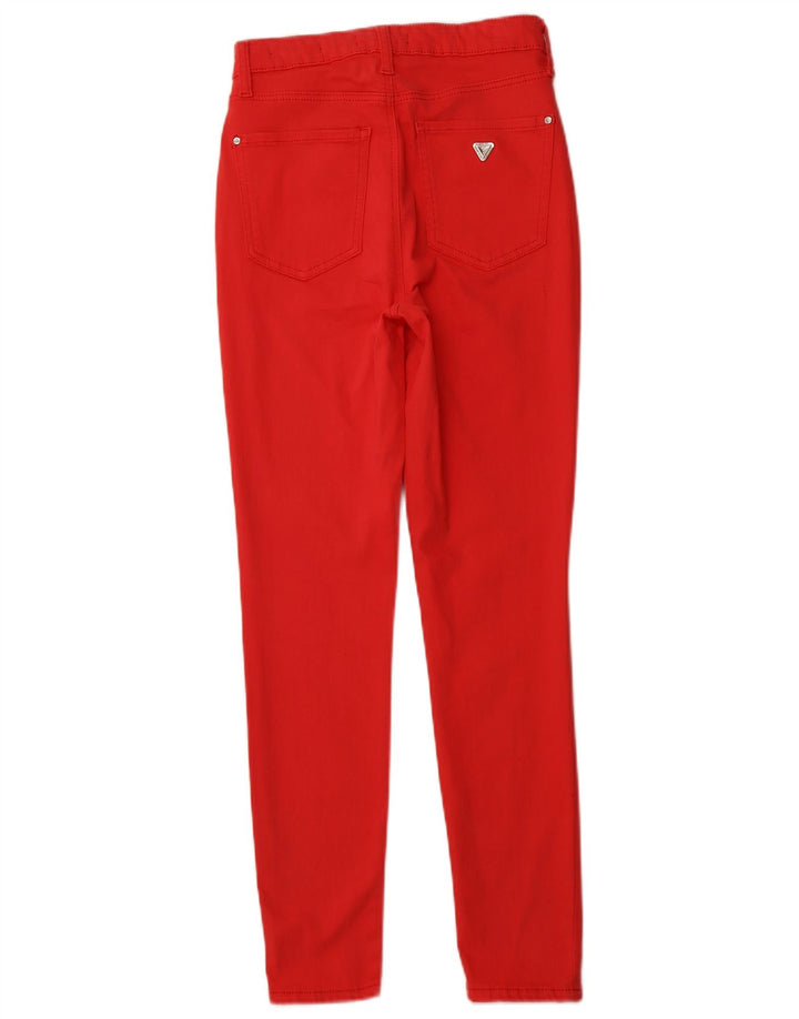 GUESS Jean skinny taille haute W27 L27 en coton rouge pour femme