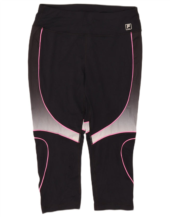 Fila Leggings Capri Femme UK 14 Large Noir Colorblock Polyester