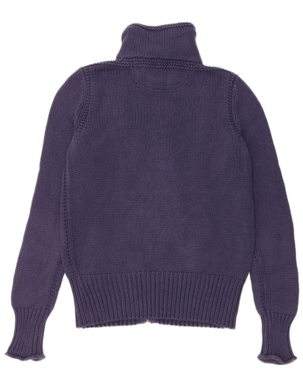 RALPH LAUREN Pull Cardigan Femme UK 14 Coton Bleu Marine Moyen