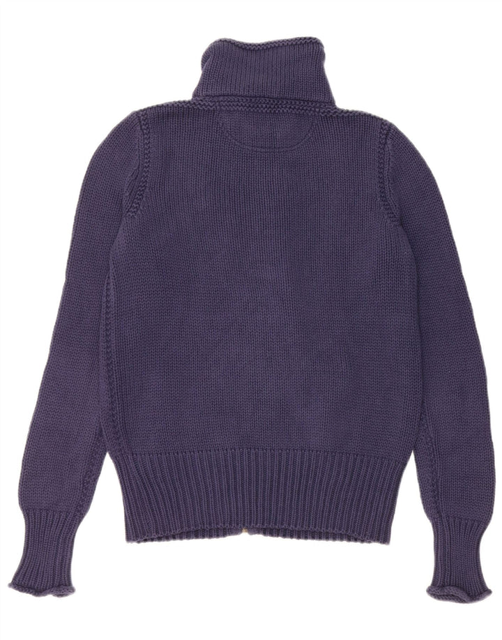 RALPH LAUREN Pull Cardigan Femme UK 14 Coton Bleu Marine Moyen