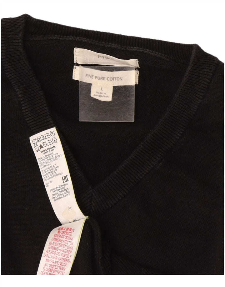 Marks & Spencer Pull col V pour homme en coton noir Taille L