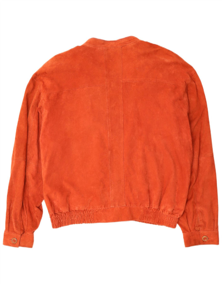 VINTAGE Veste en Daim Bomber Homme IT 54 2XL Cuir Orange