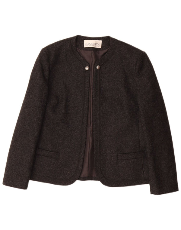 EASTEX Veste blazer ouverte pour femme UK 12 Gris moyen Laine vierge