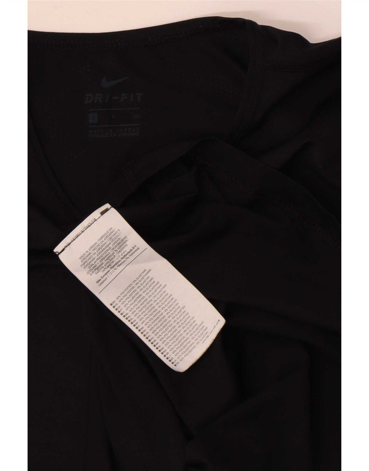 Nike Womens Dri Fit T-Shirt Top UK 10 Petit Noir Polyester
