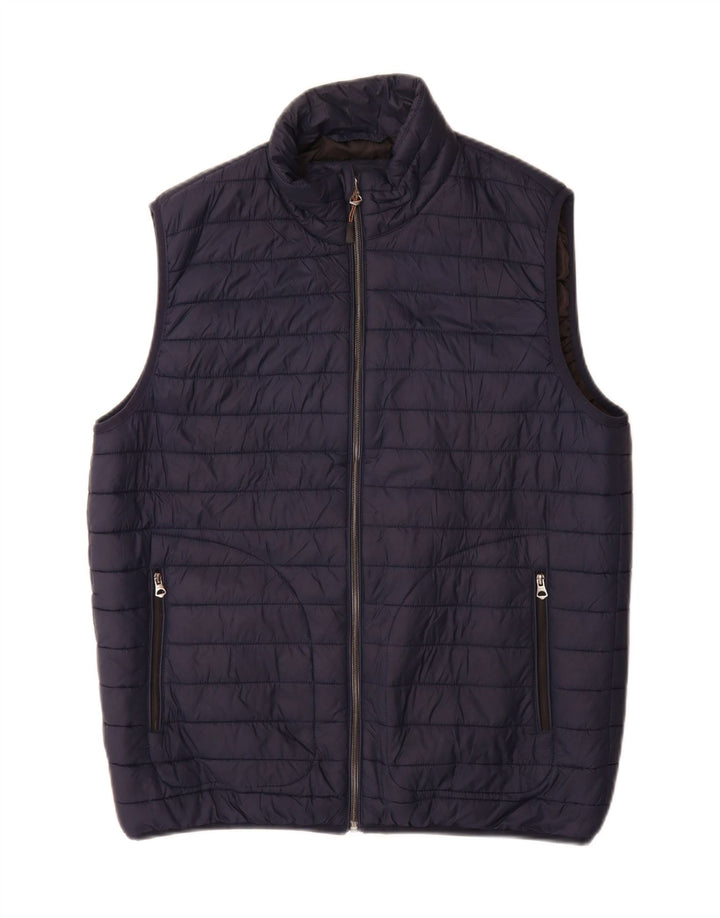 Zara Gilet rembourré pour homme UK 38 Medium Bleu Marine Nylon