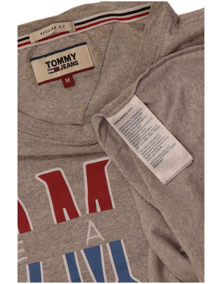 TOMMY HILFIGER T-shirt graphique coupe régulière pour femme UK 14 Gris moyen