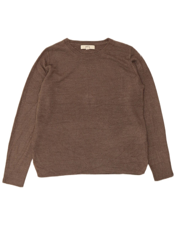 Marks & Spencer Pull à col rond pour femme UK 10 Petit Acrylique Marron