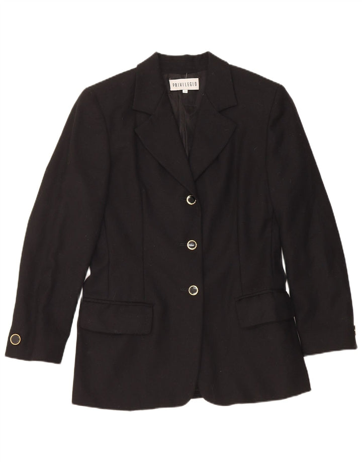 Privilegio Veste Blazer 3 Boutons Femme IT 40 Petite Laine Vierge Noire