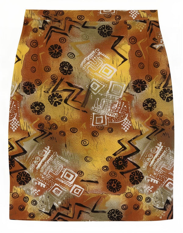 vintage Femmes Motif Abstrait Jupe Droite Grande W32 Multicolore