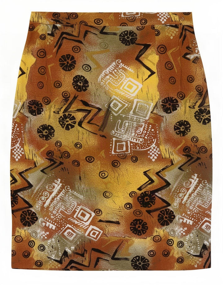 vintage Femmes Motif Abstrait Jupe Droite Grande W32 Multicolore