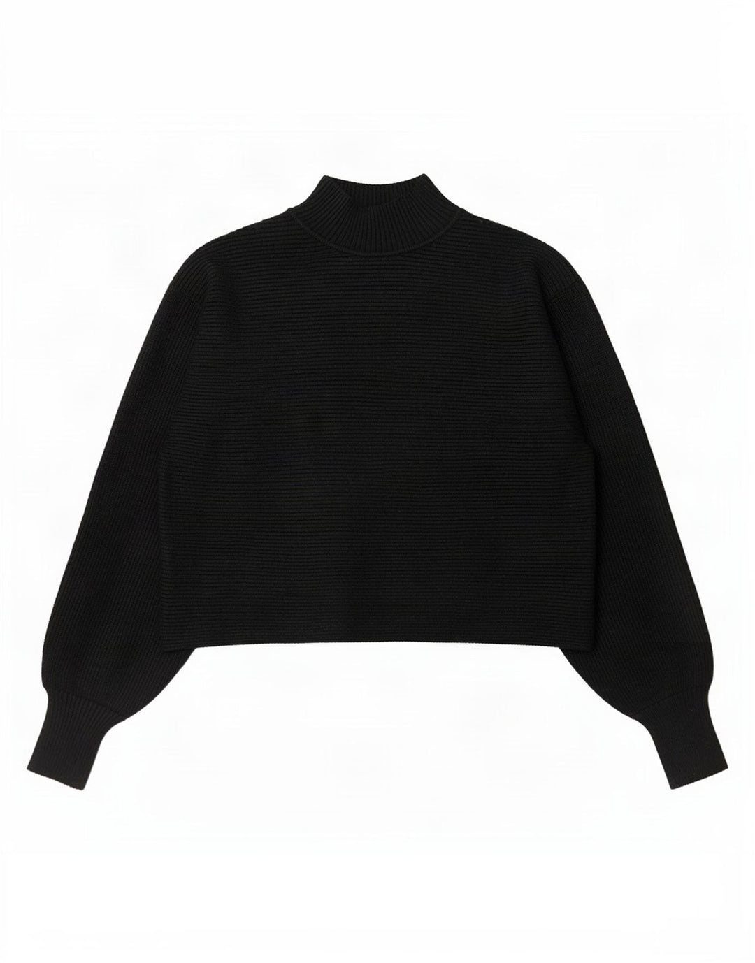 Zara Womens Crop Turtle Neck Jumper Sweater UK 12 Moyen Noir Rayé