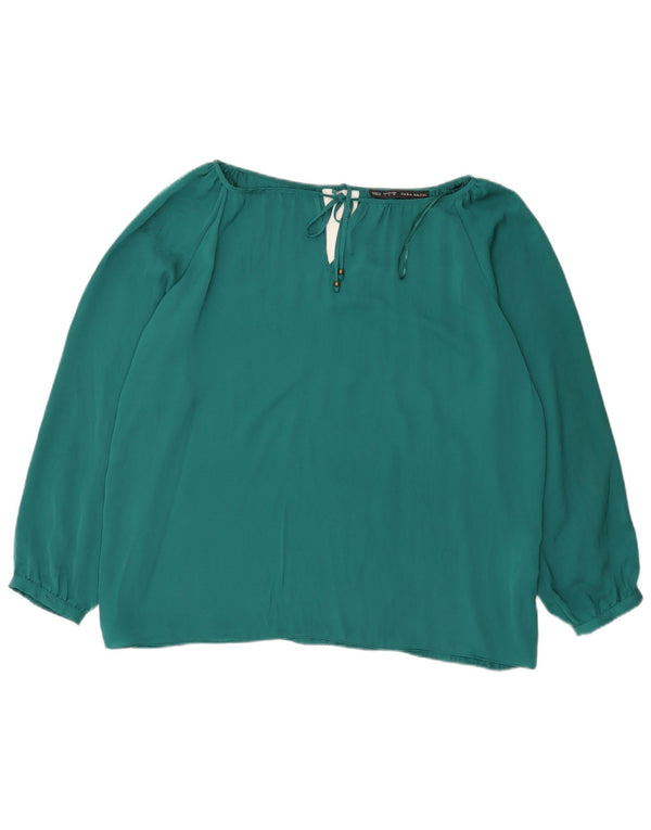 Zara Womens Blouse Oversize Top UK 16 Large Vert Polyester