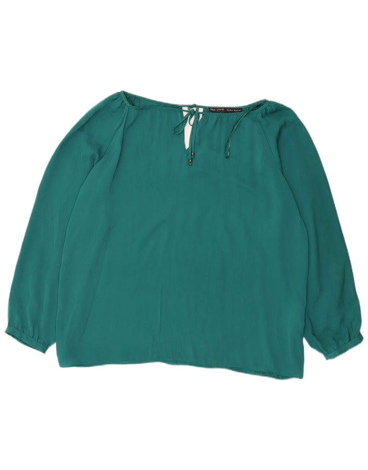 Zara Womens Blouse Oversize Top UK 16 Large Vert Polyester