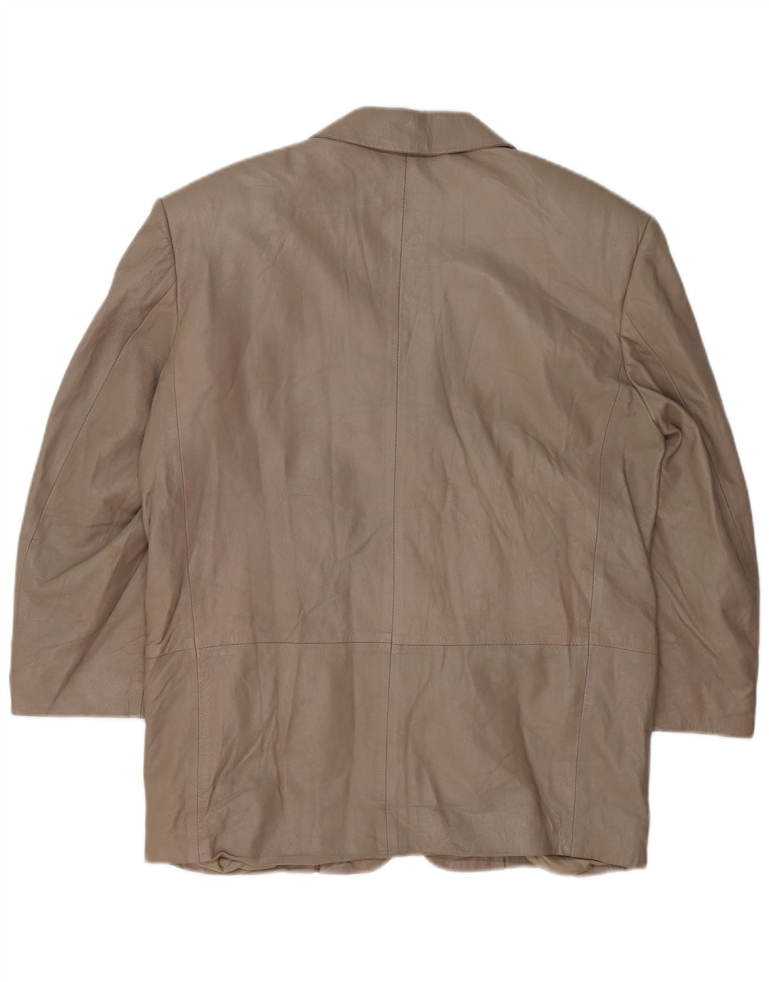 VINTAGE Femme 3 Boutons Veste Blazer En Cuir UK 16 Grand Cuir Gris