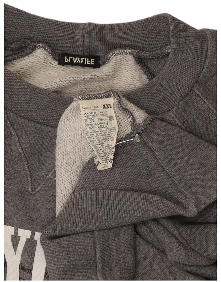 Playlife Sweat-shirt graphique pour homme en coton gris 2XL