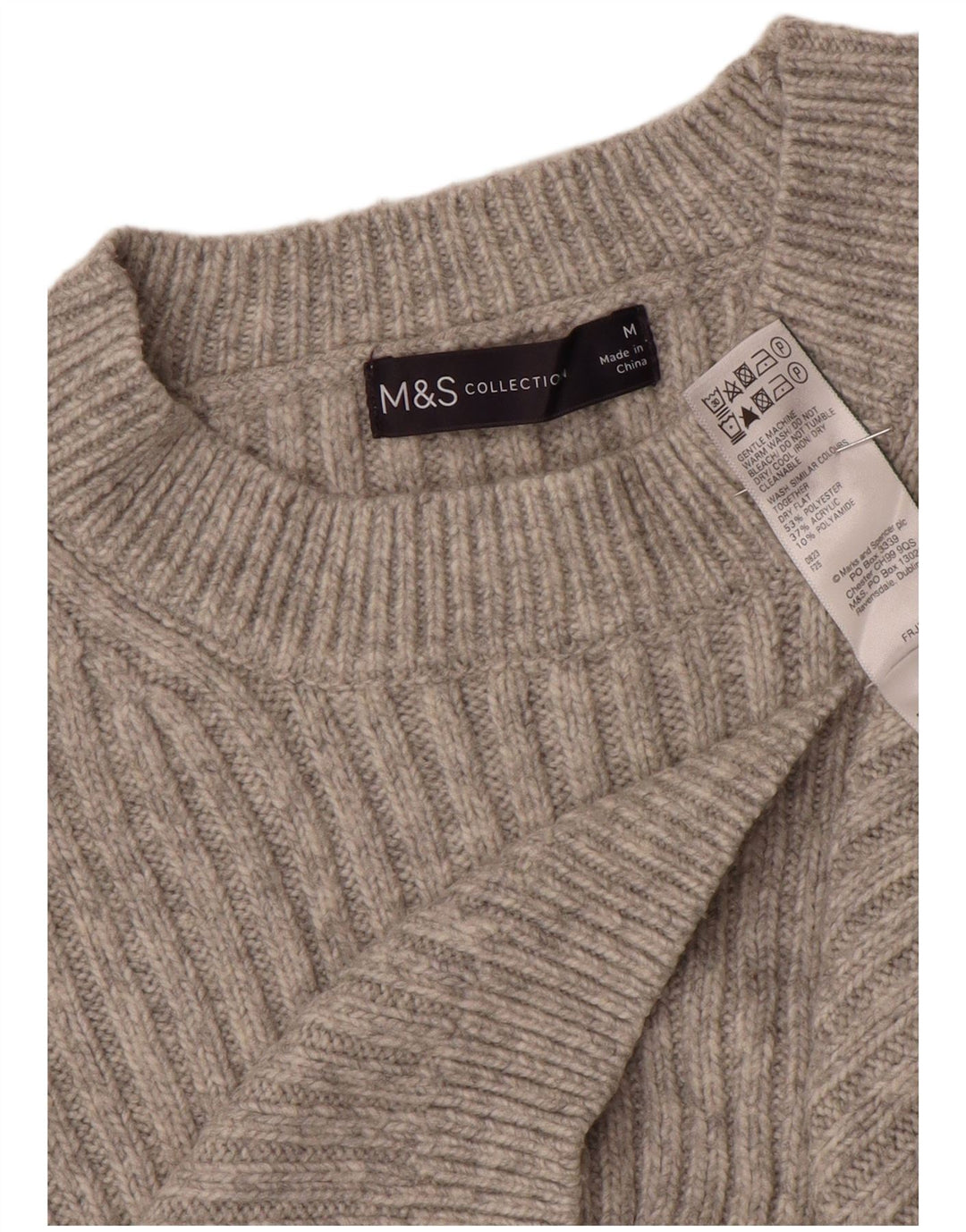 Marks & Spencer Pull à col rond pour femme UK 12 Gris moyen Polyester