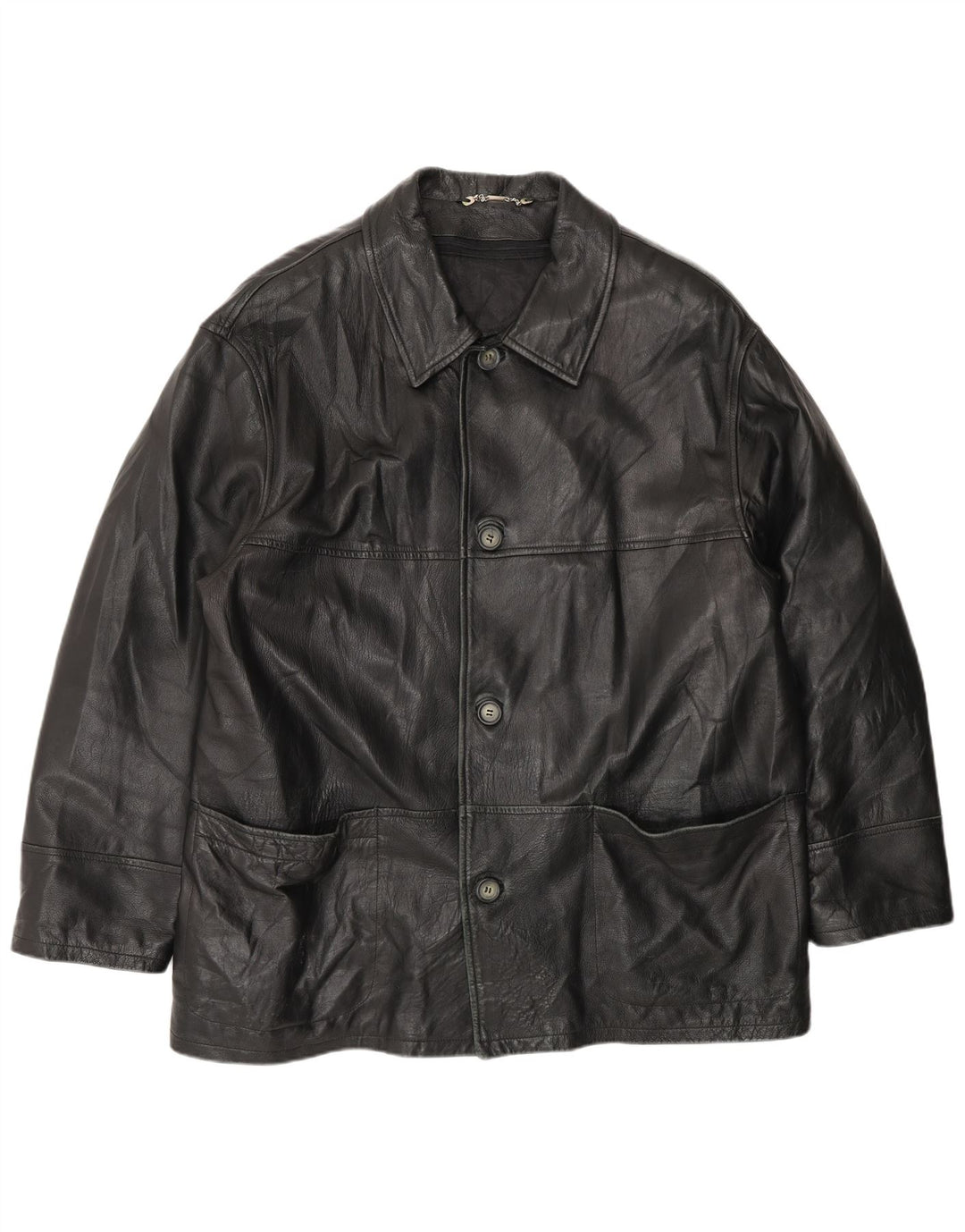 Veste en cuir homme vintage IT 54 2XL Cuir noir
