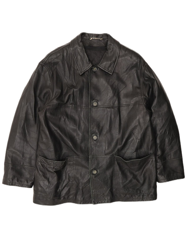 Veste en cuir homme vintage IT 54 2XL Cuir noir