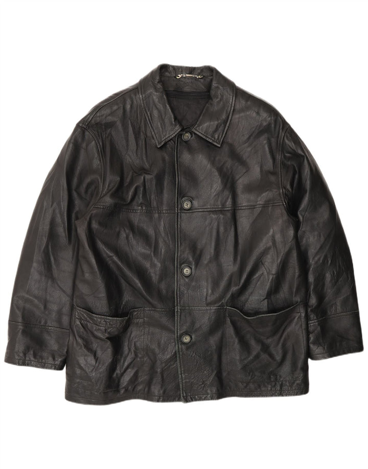 Veste en cuir homme vintage IT 54 2XL Cuir noir