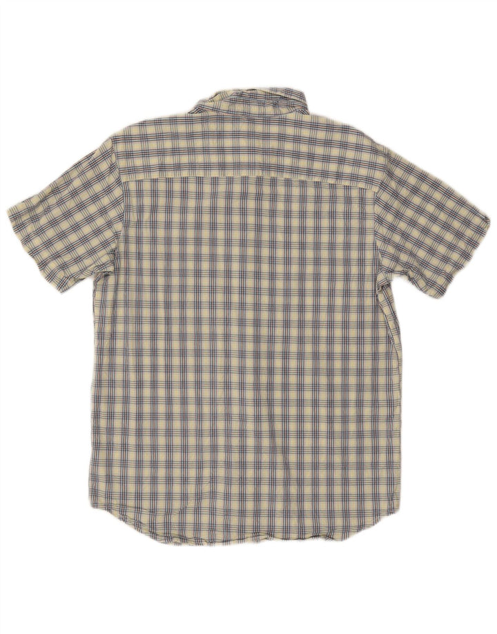 Columbia Chemise à manches courtes pour homme, coupe régulière, grand carreaux en coton bleu
