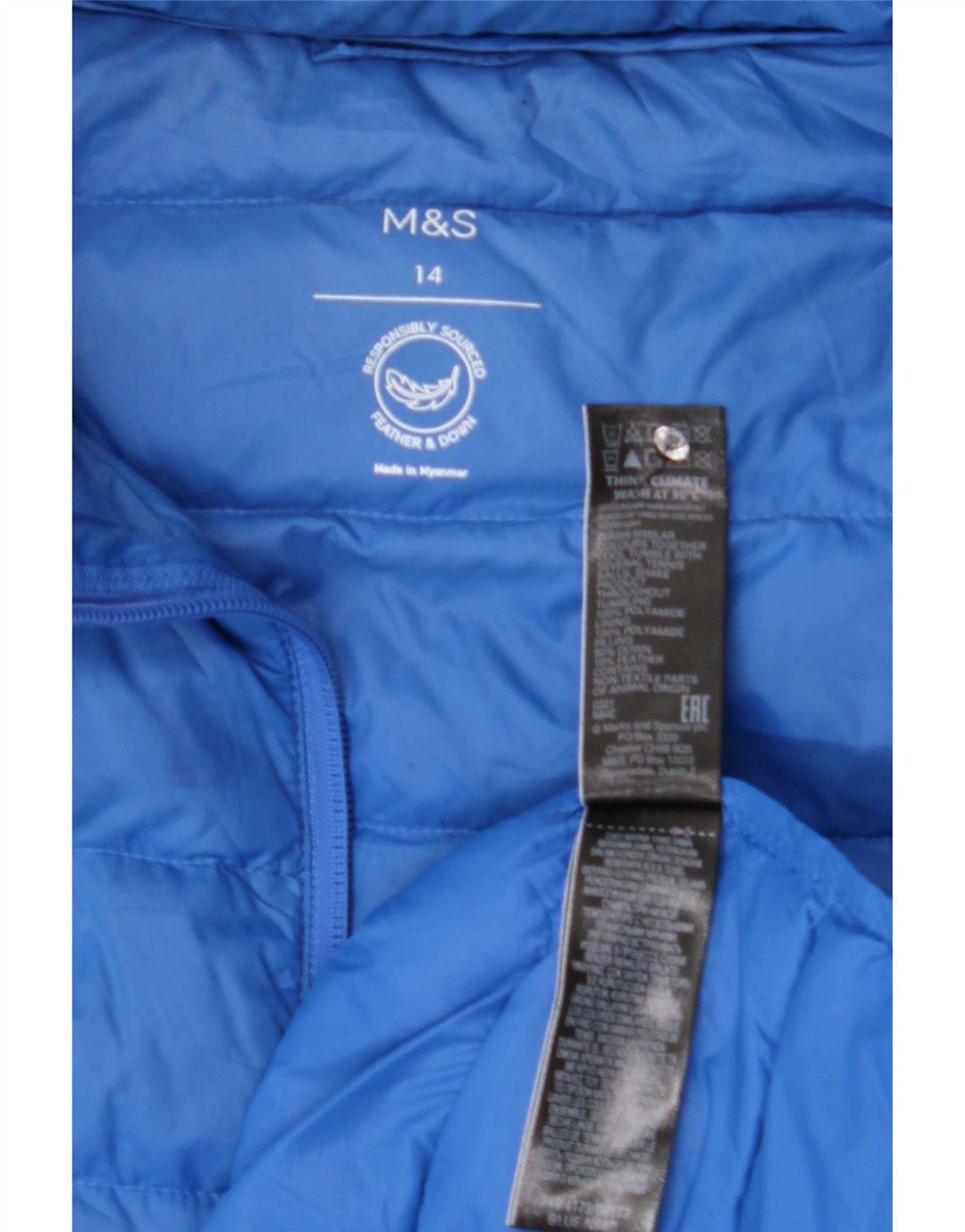 Marks & Spencer Veste matelassée pour femme UK 14 Large Bleu Polyamide