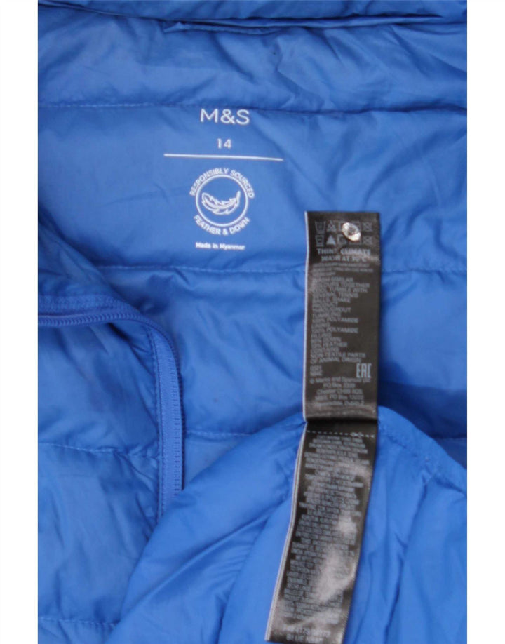 Marks & Spencer Veste matelassée pour femme UK 14 Large Bleu Polyamide
