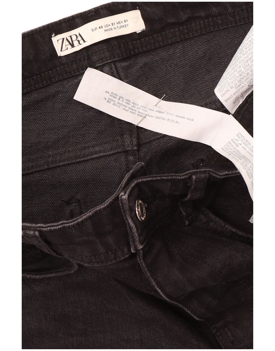 Zara Jean Slim Femme EU 40 Moyen W31 L29 Coton Noir