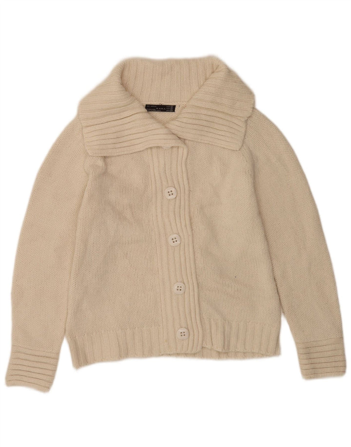 Zara Cardigan Femme Pull UK 14 Medium Off White Acrylique