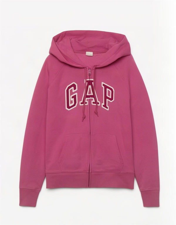 Gap Pull à capuche zippé graphique pour femme UK 10 Petit coton rose