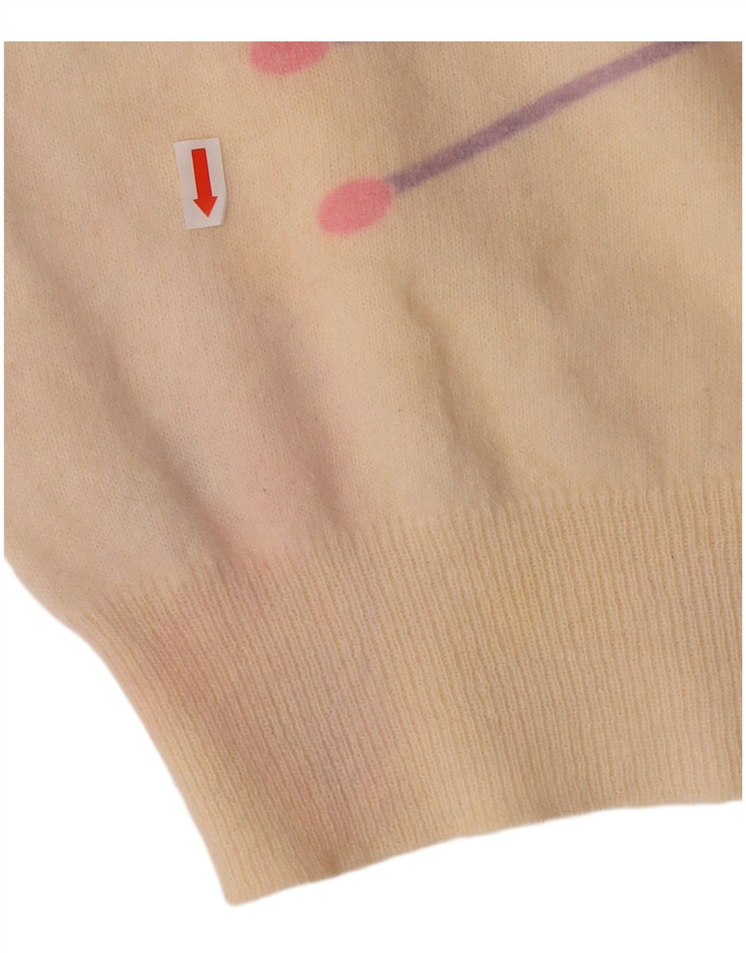 VINTAGE Femme Crew Neck Jumper Pull UK 16 Grand Off White Géométrique