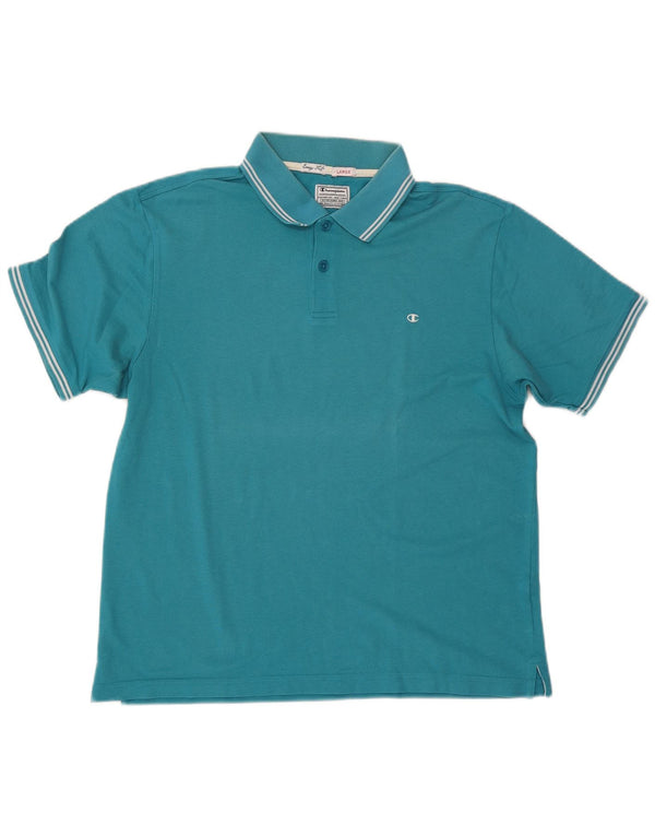 Champion Mens Easy Fit Polo Shirt Large Blue Cotton