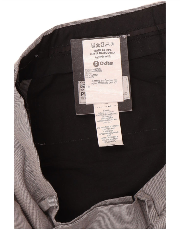 Marks & Spencer Pantalon de Costume Droit Homme W34 L26 Gris Laine