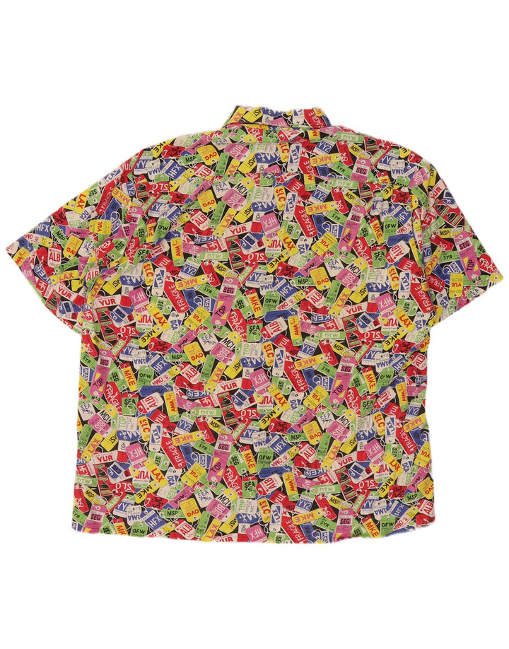VINTAGE Chemise à manches courtes pour hommes à motif abstrait 2XL multicolore