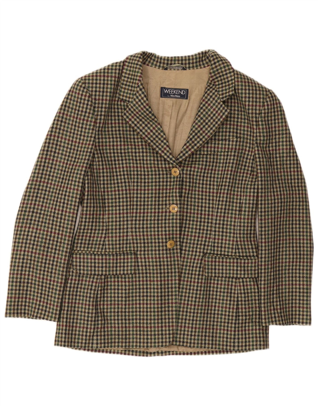 Max Mara Veste blazer week-end pour femme UK 16 Large pied-de-poule vert