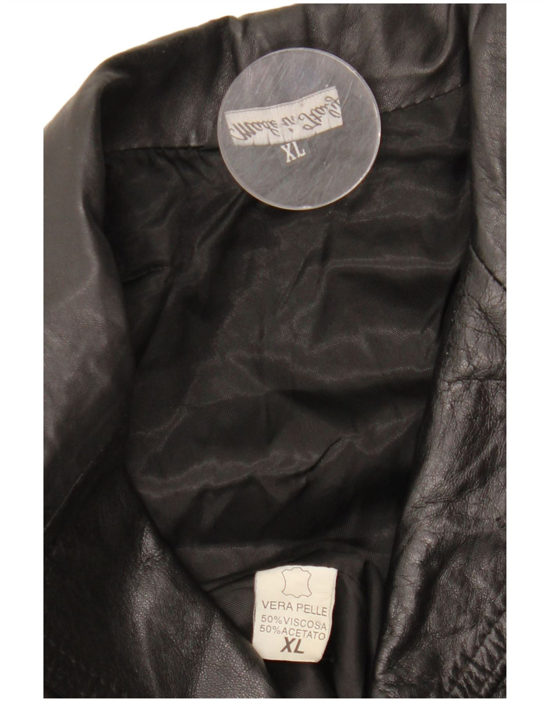 VINTAGE Veste en cuir homme UK 42 XL Cuir noir