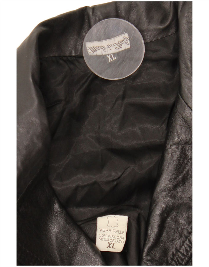 VINTAGE Veste en cuir homme UK 42 XL Cuir noir