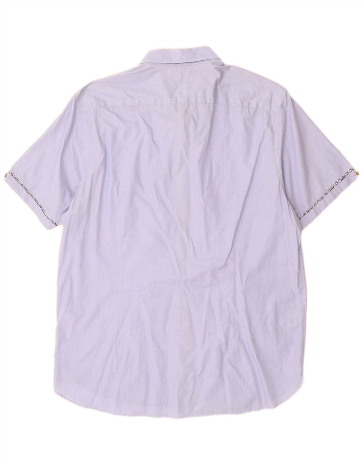 Ted Baker Chemise à manches courtes pour homme Taille 5 XL Bleu Coton