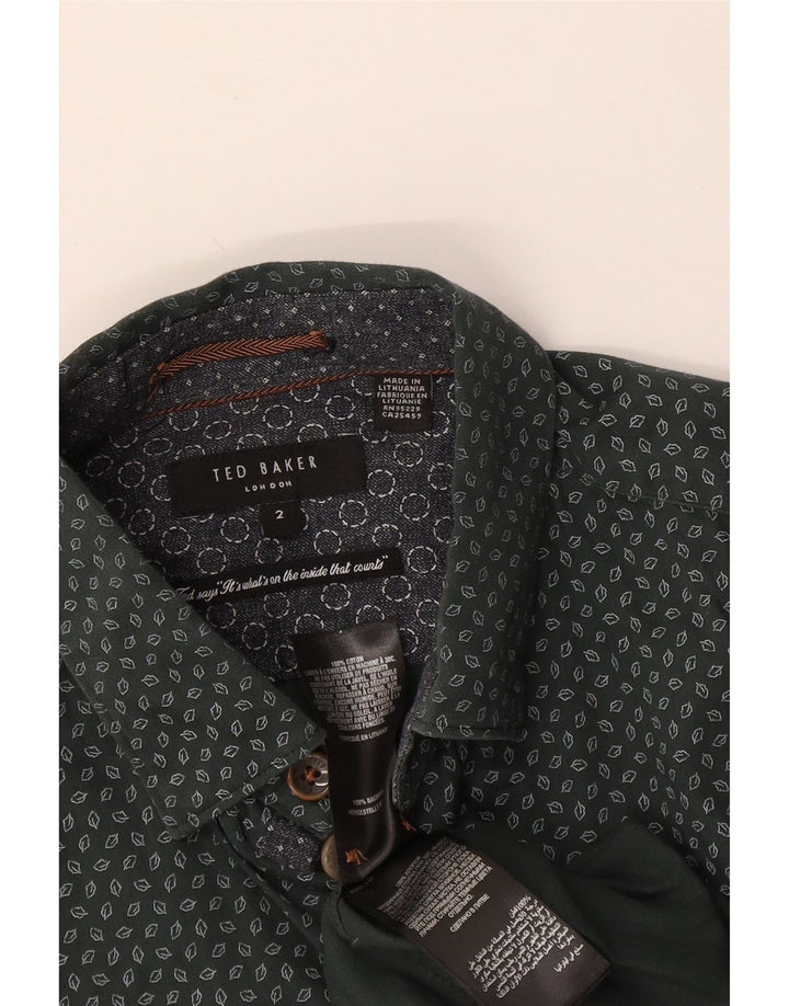 Ted Baker Chemise Homme Taille 2 Petit Coton Géométrique Vert