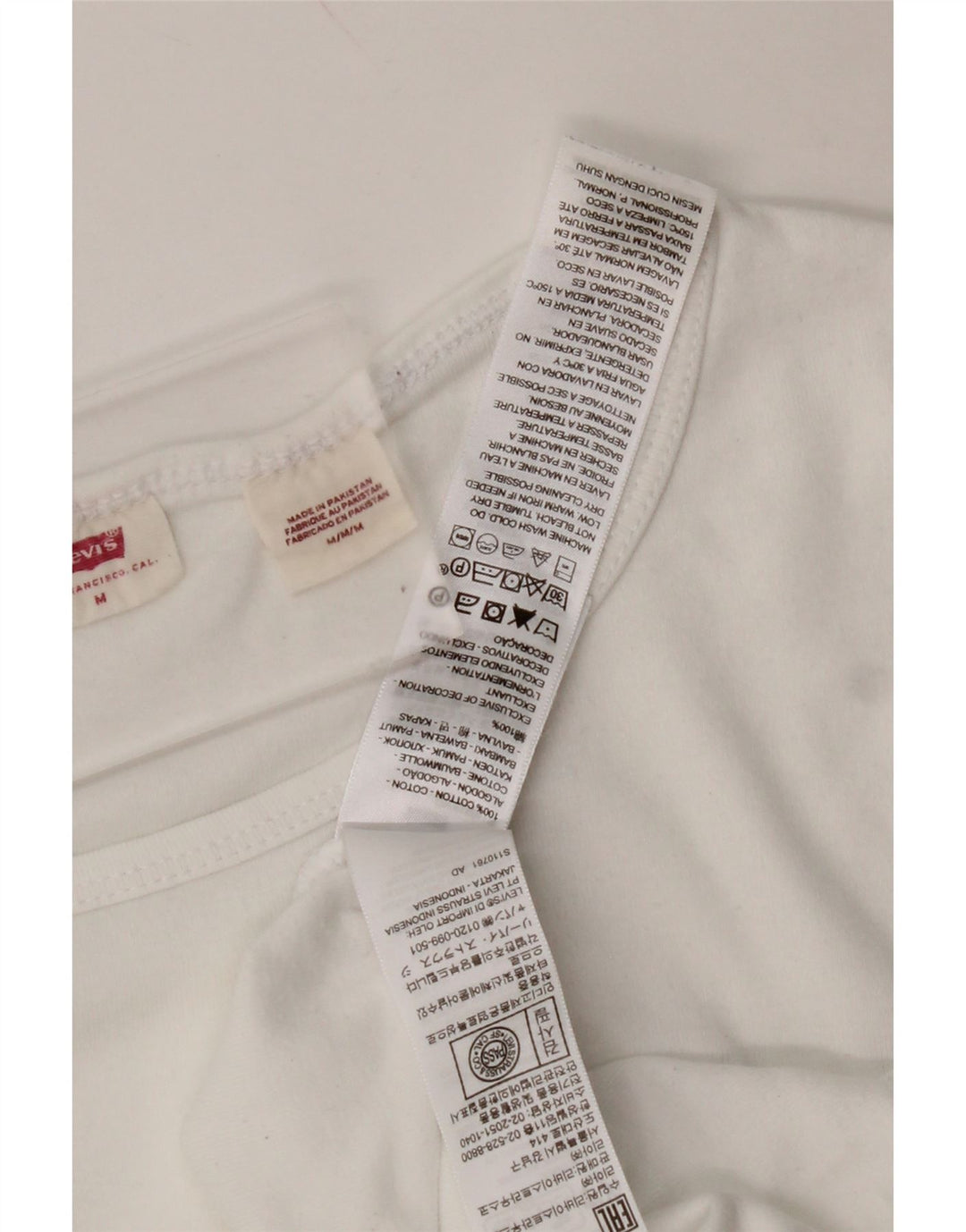 LEVI'S T-Shirt Femme UK 12 Coton Blanc Moyen