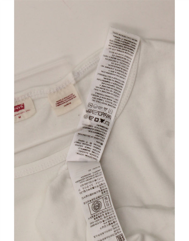 LEVI'S T-Shirt Femme UK 12 Coton Blanc Moyen