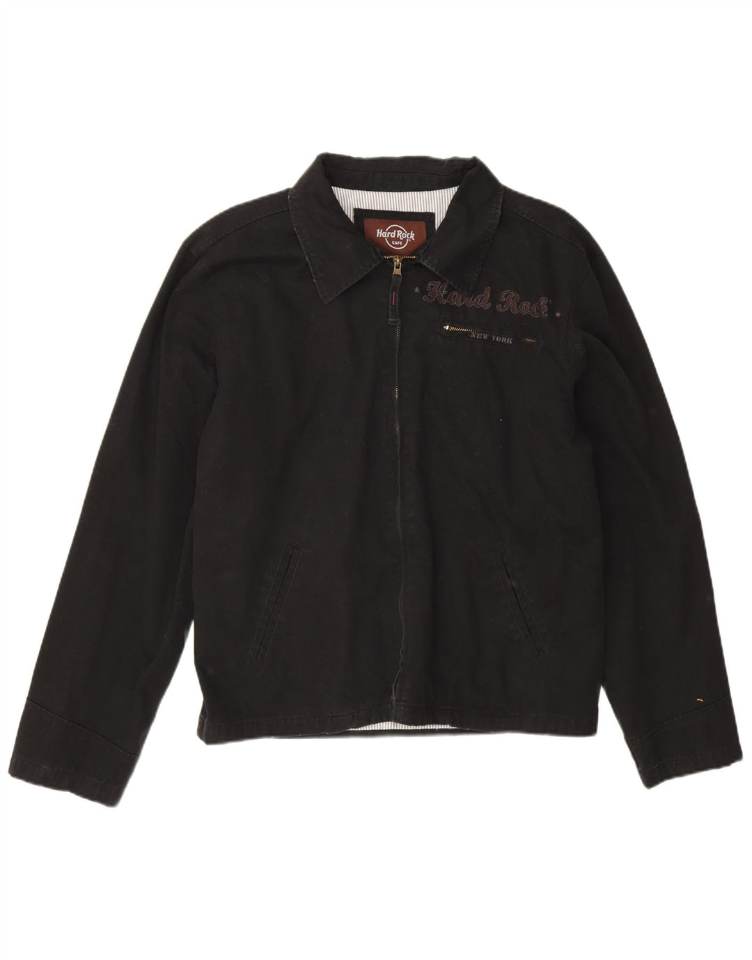 Hard Rock Cafe Hommes New York Graphic Bomber Jacket UK 38 Moyen Noir